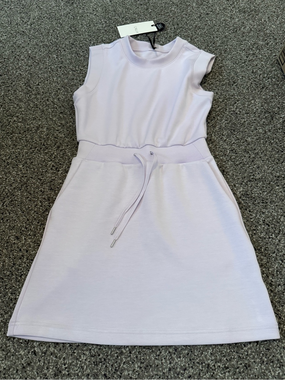 CALIA by Carrie Underwood Sleeveless Drawstring Mini Dress - Light Lavender